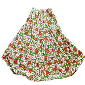 Paychedelic vintage maxi skirt floral picnic pattern retro